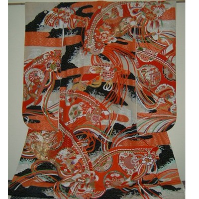 Japanese Taisho Wedding Kimono with Fans Japanese Taisho Wedding Kimono with Fans