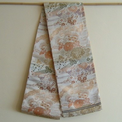 Antique Obi with Cranes & Pines Antique Obi with Cranes & Pines