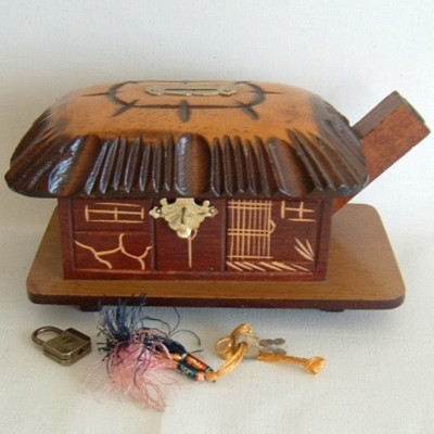 Carved Wood Japanese Country House Bank Carved Wood Japanese Country House Bank
