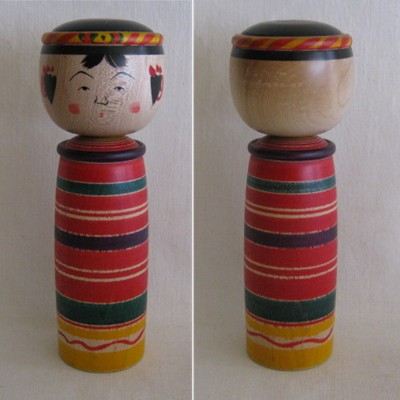 Yajiro Traditional Kokeshi, Red Stocky, 5-7/8" Yajiro Traditional Kokeshi, Red Stocky, 5-7/8"